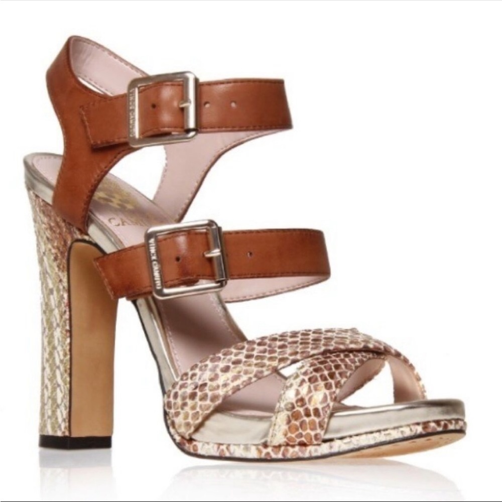 Vince Camuto Acie Gold Python Heel NEW